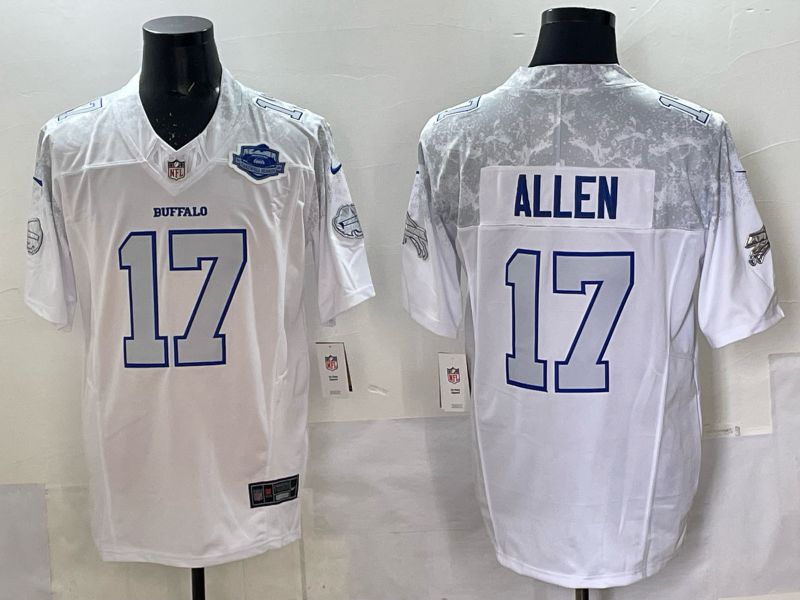 Men Buffalo Bills #17 Josh Allen Nike White 2025 Rivalries Collection Limited NFL Jersey 04